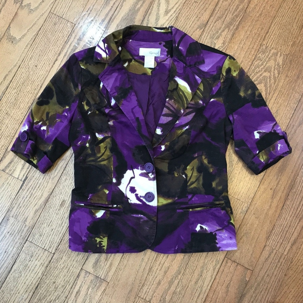 Spiegel Purple Size 2 Short Sleeve Blazer Top